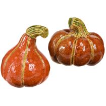 Prodotto Zucche in ceramica decorazione autunnale marrone arancione 10/13cm 2 pezzi