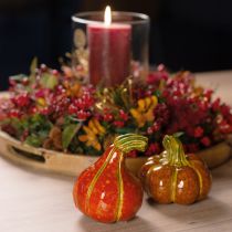 Prodotto Zucche in ceramica decorazione autunnale marrone arancione 10/13cm 2 pezzi