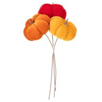 Prodotto Zucca decorativa su filo, decorazione autunnale, velluto, set tricolore, 8 cm, 9 pezzi