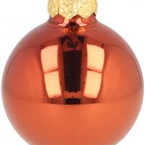 Mini palline di Natale in vetro rosso ruggine opaco/lucido Ø2cm 45p