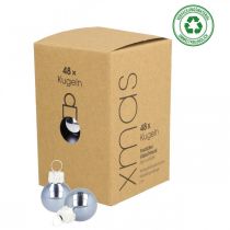 Prodotto Mini palline di Natale in vetro blu opaco/lucido Ø2cm 44 pz