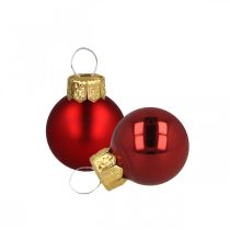 Mini palline di Natale in vetro rosso opaco/lucido Ø2cm 45p