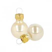 Mini palline di Natale in vetro crema opaco/lucido Ø2cm 44 pezzi