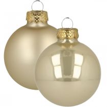 Palle di Natale vetro crema opaco lucido Ø5.5cm 26pz