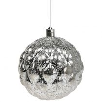 Prodotto Sfera in plastica argento Ø15cm LED per batterie