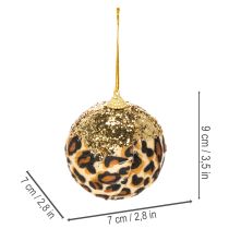 Prodotto Palline di Natale con motivo leopardato e glitter dorati, 7 cm, 3 pezzi