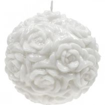 Prodotto Candela a sfera con motivo a rosa, decorazione da tavolo per matrimoni e compleanni, 10,5 cm, bianca