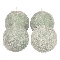 Candele a sfera Candele rotonde da 8 cm palla di neve verde glitter 4 pezzi