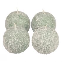 Prodotto Candele a sfera Candele rotonde da 8 cm palla di neve verde glitter 4 pezzi