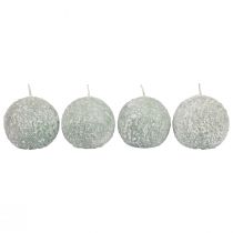 Prodotto Candele a sfera Candele rotonde da 8 cm palla di neve verde glitter 4 pezzi