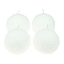 Candele a sfera candele bianche a palle di neve candele a sfera Ø100mm 4 pezzi