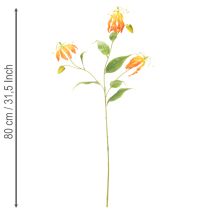 Prodotto Fiore artificiale Gloriosa arancione con steli lunghi per vasi, 80 cm, 3 pezzi