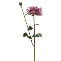 Fiore artificiale Dalia Fiore e bocciolo di seta viola H57cm