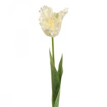 Fiore artificiale, tulipano pappagallo bianco verde, fiore primaverile 69 cm