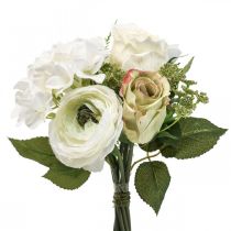 Prodotto Fiori artificiali deco bouquet rose ranuncolo ortensia H23cm