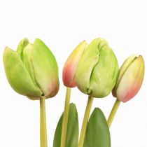 Fiori artificiali tulipano verde, fiore primaverile 48 cm fascio di 5