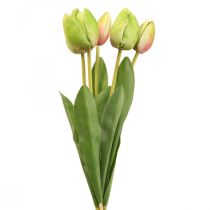 Fiori artificiali tulipano verde, fiore primaverile 48 cm fascio di 5