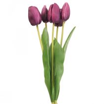 Fiori artificiali tulipano viola, fiore primaverile 48 cm fascio di 5