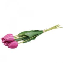 Fiori artificiali rosa tulipano, fiore primaverile L48cm fascio di 5