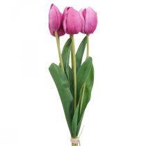 Fiori artificiali rosa tulipano, fiore primaverile L48cm fascio di 5