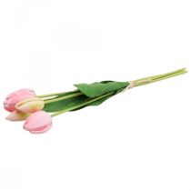 Prodotto Fiori artificiali rosa tulipano, fiore primaverile 48 cm fascio di 5