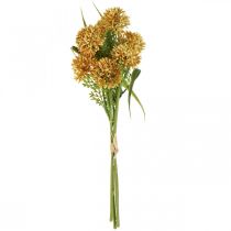 Prodotto Fiori artificiali Decorazione Allium giallo Cipolla ornamentale 34 cm 3 pezzi in mazzo