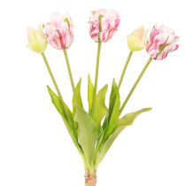 Prodotto Bouquet di fiori artificiali 5 tulipani pappagallo Tulipani artificiali 40cm
