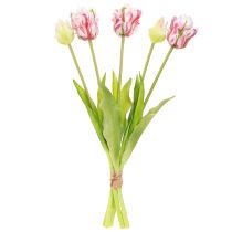 Prodotto Bouquet di fiori artificiali 5 tulipani pappagallo Tulipani artificiali 40cm