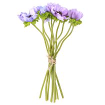 Prodotto Bouquet di fiori artificiali Anemone Windflower Blu Viola L28cm