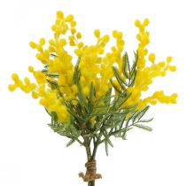 Pianta artificiale, acacia argentata, deco mimosa giallo, 39cm 3pz
