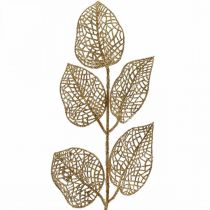 Prodotto Piante artificiali, decorazione di rami, foglie decorative glitter dorate L36cm 10 pz