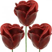 Rose Artificiali Rose Cera Bordeaux Rose Deco Cera Ø6cm 18pz
