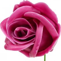 Rose artificiali rose in cera fucsia rose decorative in cera Ø6cm 18 pezzi