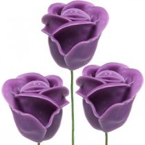 Rose artificiali rose di cera viola rose decorative cera Ø6cm 18p