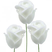 Prodotto Rose artificiali rose di cera bianca rose decorative cera Ø6cm 18 pz