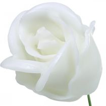 Prodotto Rose artificiali rose di cera bianca rose decorative cera Ø6cm 18 pz
