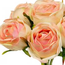 Rose artificiali rose artificiali rosa mazzo 28 cm 7 pezzi
