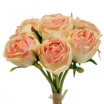 Rose artificiali rose artificiali rosa mazzo 28 cm 7 pezzi