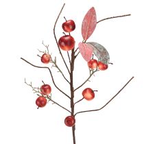 Prodotto Ramo di mela artificiale rosso, decorazione autunnale, ramo natalizio da 70 cm