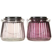 Prodotto Luce da giardino a LED in vetro solare da appendere viola Ø10,5cm 2 pezzi