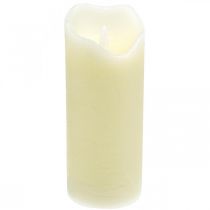 Candela LED in vera cera con timer Crema Per batteria H17cm