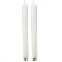 Prodotto Candele a LED in bastoncino di cera bianche per batteria 24 cm 2 pezzi