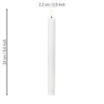 Prodotto Candele LED bianche coniche candele di cera bianco caldo 24,5 cm 2 pezzi