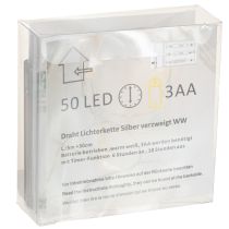 Prodotto Catena luminosa a LED, 50 lampadine, a batteria, 5 m, bianco caldo