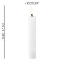 Prodotto Candela LED a bastoncino, candela di cera bianca, LED bianco caldo 14,5 cm, 2 pezzi