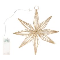 Prodotto Stella decorativa a LED in filo metallico, da appendere, 20 LED, luce bianca calda, per interni, 22 cm