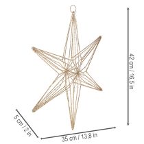 Prodotto Stella decorativa a LED in filo metallico, decorazione da appendere per interni, 40 LED, luce bianca calda, 42 cm