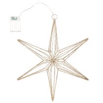 Prodotto Stella decorativa a LED in filo metallico, decorazione da appendere per interni, 40 LED, luce bianca calda, 42 cm