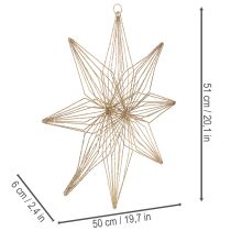 Prodotto Stella decorativa a LED in filo metallico da appendere, per uso interno, alimentata a batteria, 51 cm