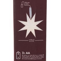 Prodotto Stella LED sospesa con timer, luce bianca calda, per esterni, 38 cm